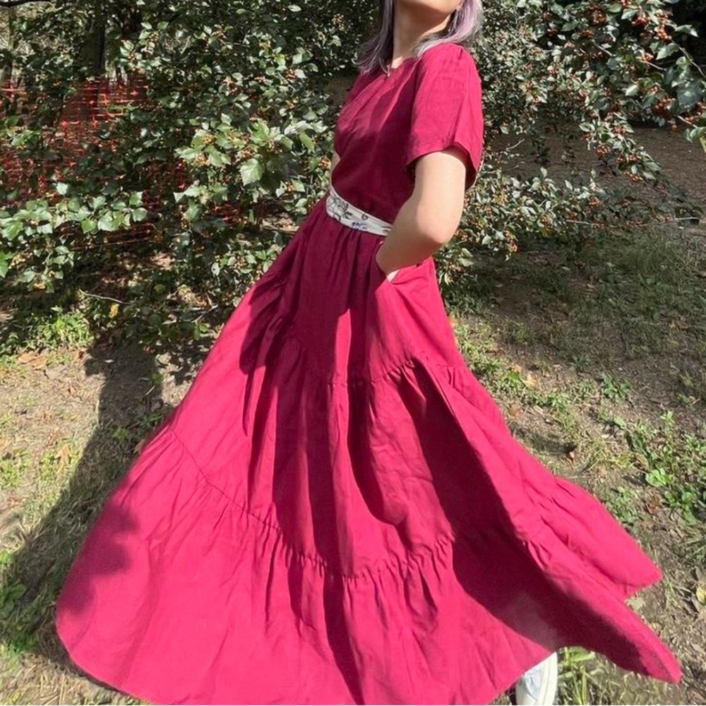 Tradlands magenta tiered dress